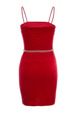 Red Velvet Diamante Mini Dress -Women Clothing Sale 00100036174 ZB scaled