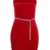 Red Velvet Diamante Mini Dress