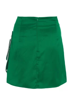 Green Satin Bow Mini Skirt -Women Clothing Sale 00100036176 ZB scaled