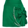 Green Satin Bow Mini Skirt