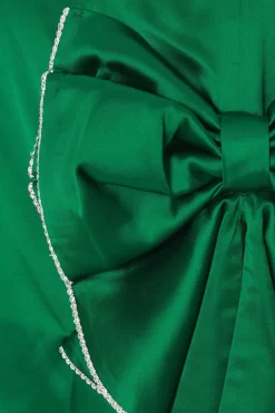 Green Satin Bow Mini Skirt -Women Clothing Sale 00100036176 ZS scaled