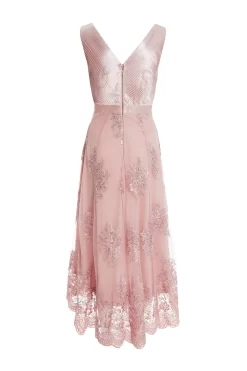 Pink Embroidered Dip Hem Dress -Women Clothing Sale 00100036181 ZB scaled