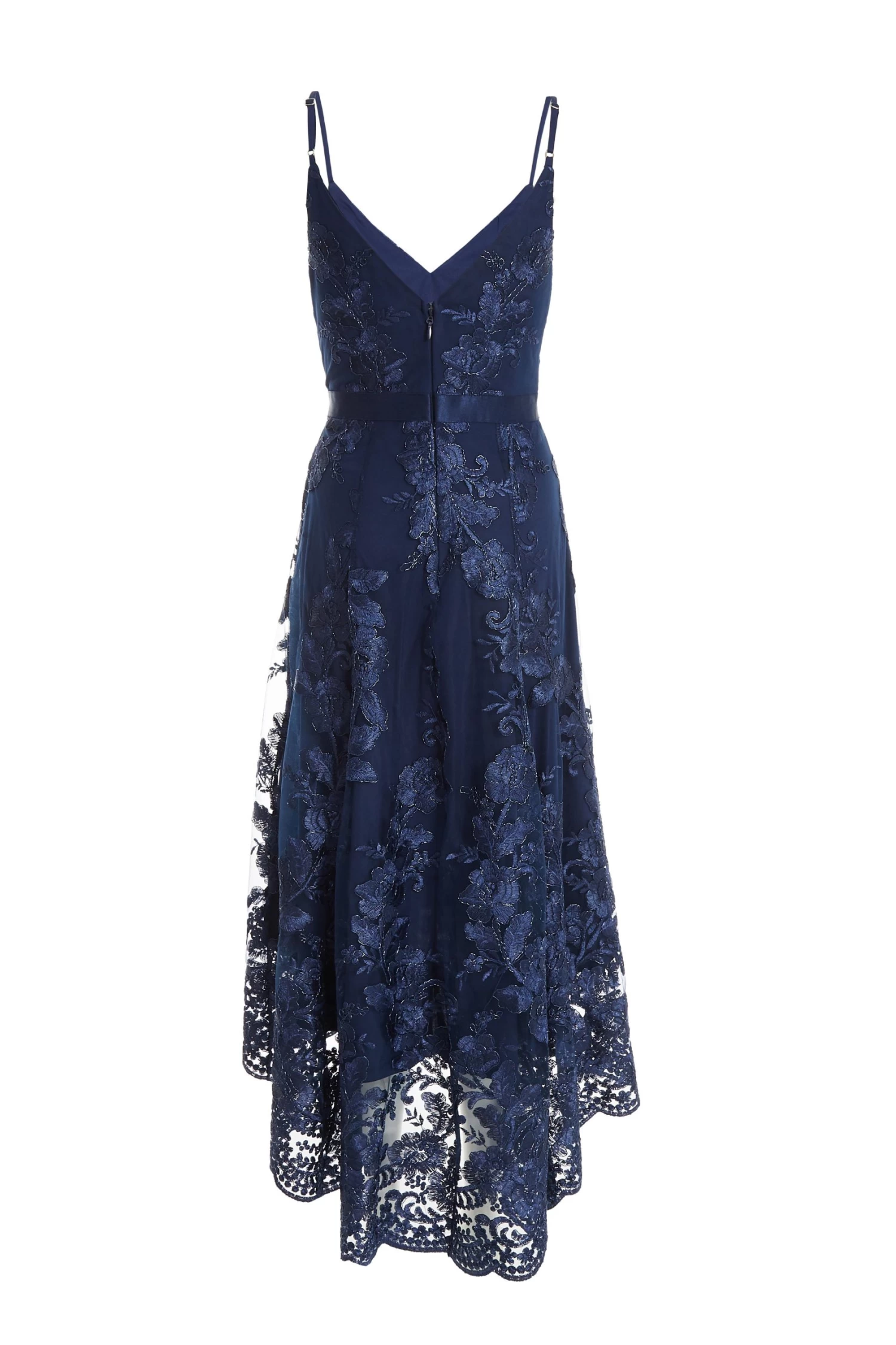 Navy Lace Dip Hem Strappy Midi Dress 5 Navy Lace Dip Hem Strappy Midi Dress - Image 5