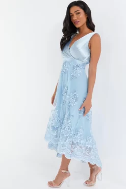 Blue Embroidered Dip Hem Dress 9 Blue Embroidered Dip Hem Dress -Women Clothing Sale 00100036187 XS scaled