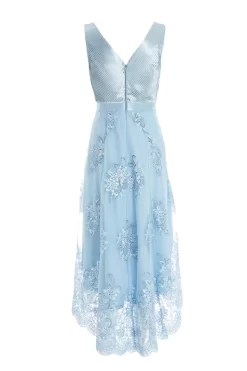 Blue Embroidered Dip Hem Dress 10 Blue Embroidered Dip Hem Dress -Women Clothing Sale 00100036187 ZB scaled