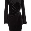 Black Velvet Cape Sleeve Mini Dress