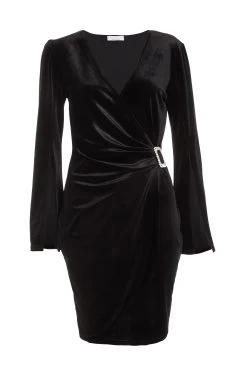 Black Velvet Cape Sleeve Mini Dress