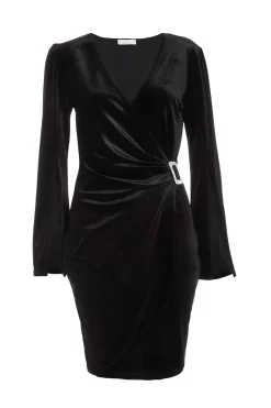 Black Velvet Cape Sleeve Mini Dress