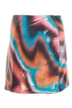 Multicoloured Sequin Marble Print Mini Skirt -Women Clothing Sale 00100036199 ZB scaled