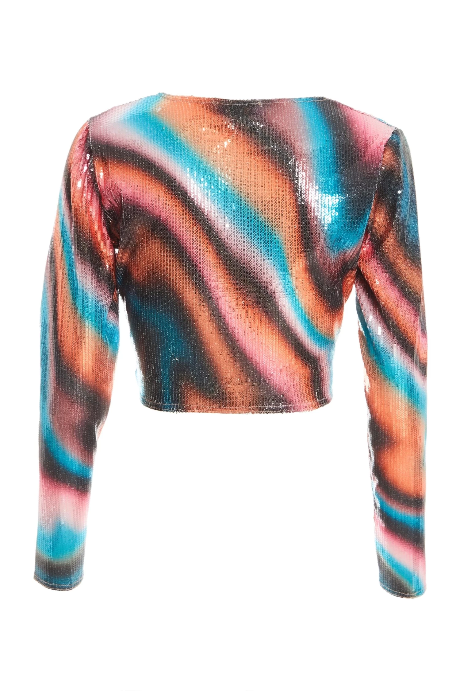 Multicoloured Sequin Marble Knot Crop Top 5 Multicoloured Sequin Marble Knot Crop Top - Image 5