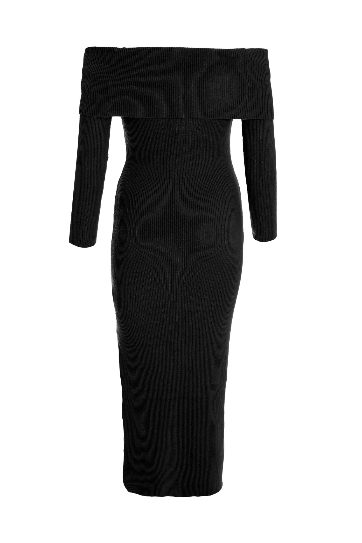 Black Ribbed Knit Bodycon Midi Dress 5 Black Ribbed Knit Bodycon Midi Dress - Image 5