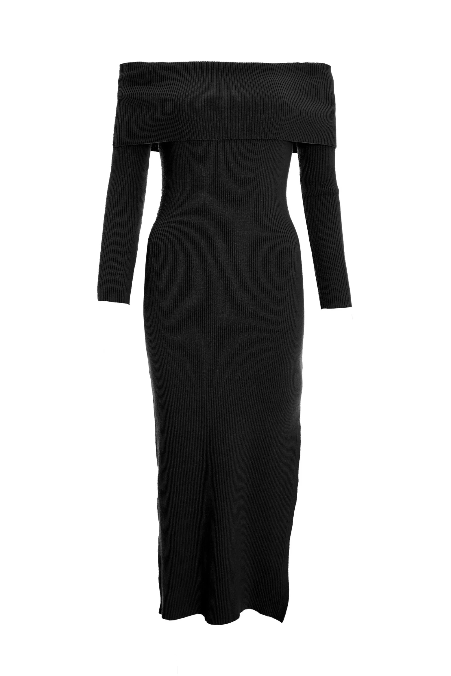 Black Ribbed Knit Bodycon Midi Dress 1 Black Ribbed Knit Bodycon Midi Dress
