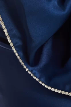 Blue Satin Bow Midaxi Dress -Women Clothing Sale 00100036242 ZS scaled