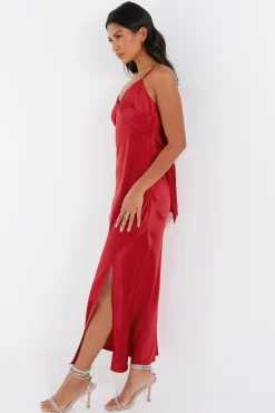 Red Satin Bow Midaxi Dress 9 Red Satin Bow Midaxi Dress -Women Clothing Sale 00100036243 XS scaled