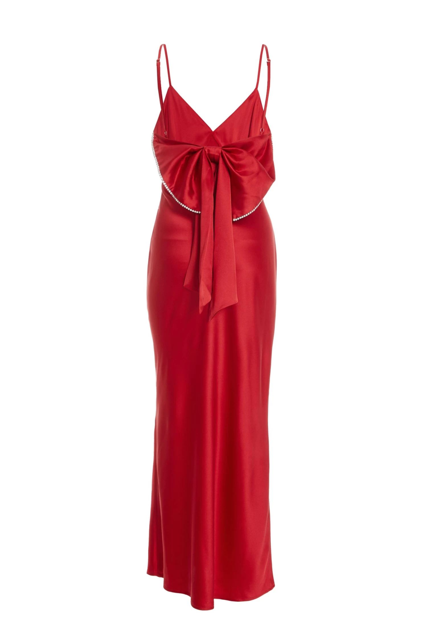 Red Satin Bow Midaxi Dress 5 Red Satin Bow Midaxi Dress - Image 5