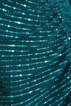 Teal Sequin Ruched Bodycon Mini Dress -Women Clothing Sale 00100036282 ZS scaled