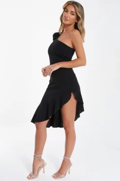 Black One Shoulder Bow Midi Dress 9 Black One Shoulder Bow Midi Dress -Women Clothing Sale 00100036300 XS scaled