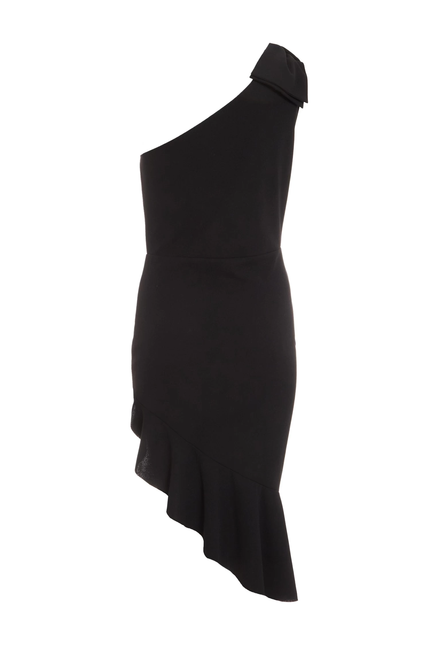 Black One Shoulder Bow Midi Dress 5 Black One Shoulder Bow Midi Dress - Image 5