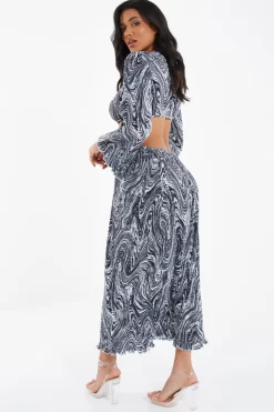 Black Plisse Swirl Midaxi Dress 8 Black Plisse Swirl Midaxi Dress -Women Clothing Sale 00100036322 XB scaled