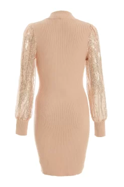 Stone Knitted Sequin Sleeve Jumper Dress -Women Clothing Sale 00100036331 ZB scaled