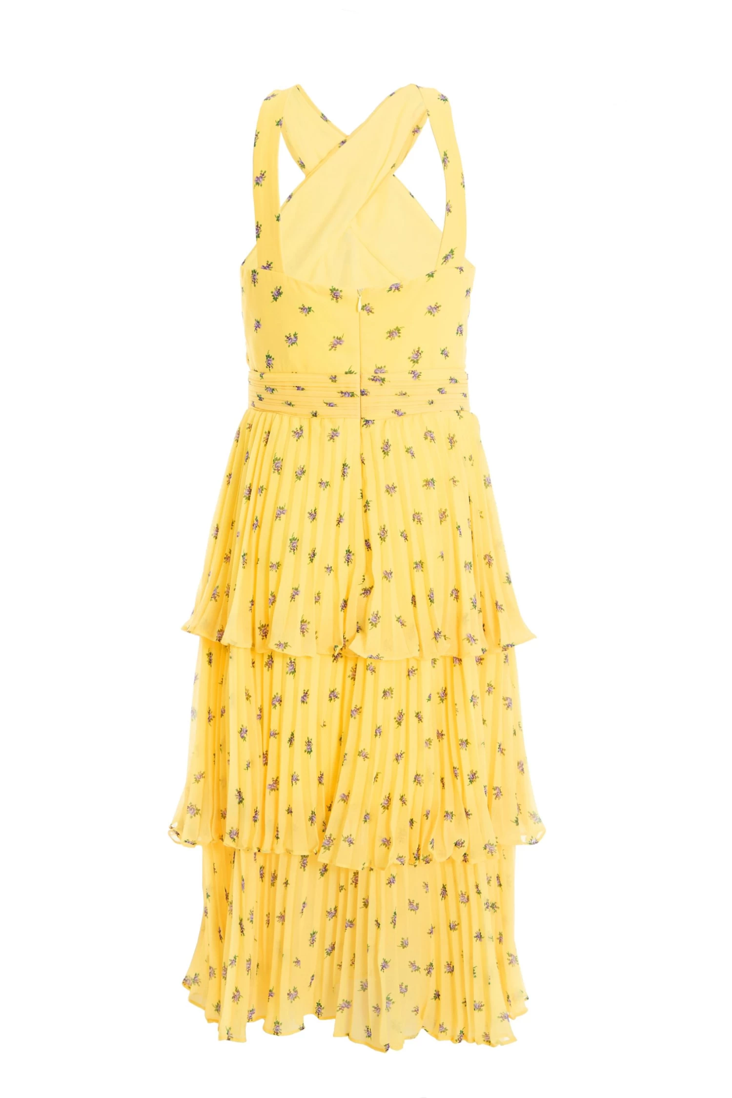 Yellow Chiffon Floral Tiered Midi Dress 5 Yellow Chiffon Floral Tiered Midi Dress - Image 5