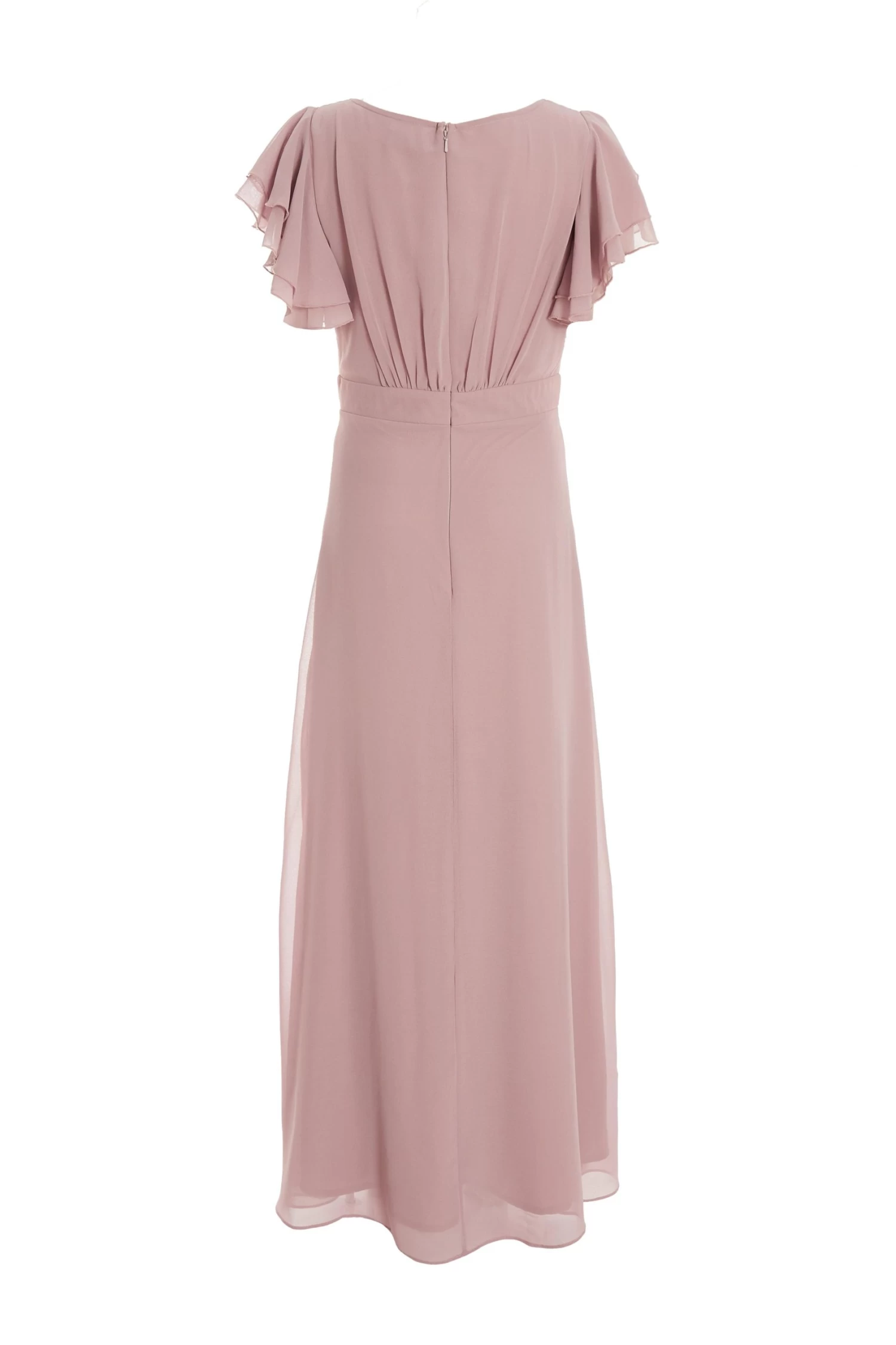 Pink Chiffon Frill Sleeve Maxi Dress 5 Pink Chiffon Frill Sleeve Maxi Dress - Image 5