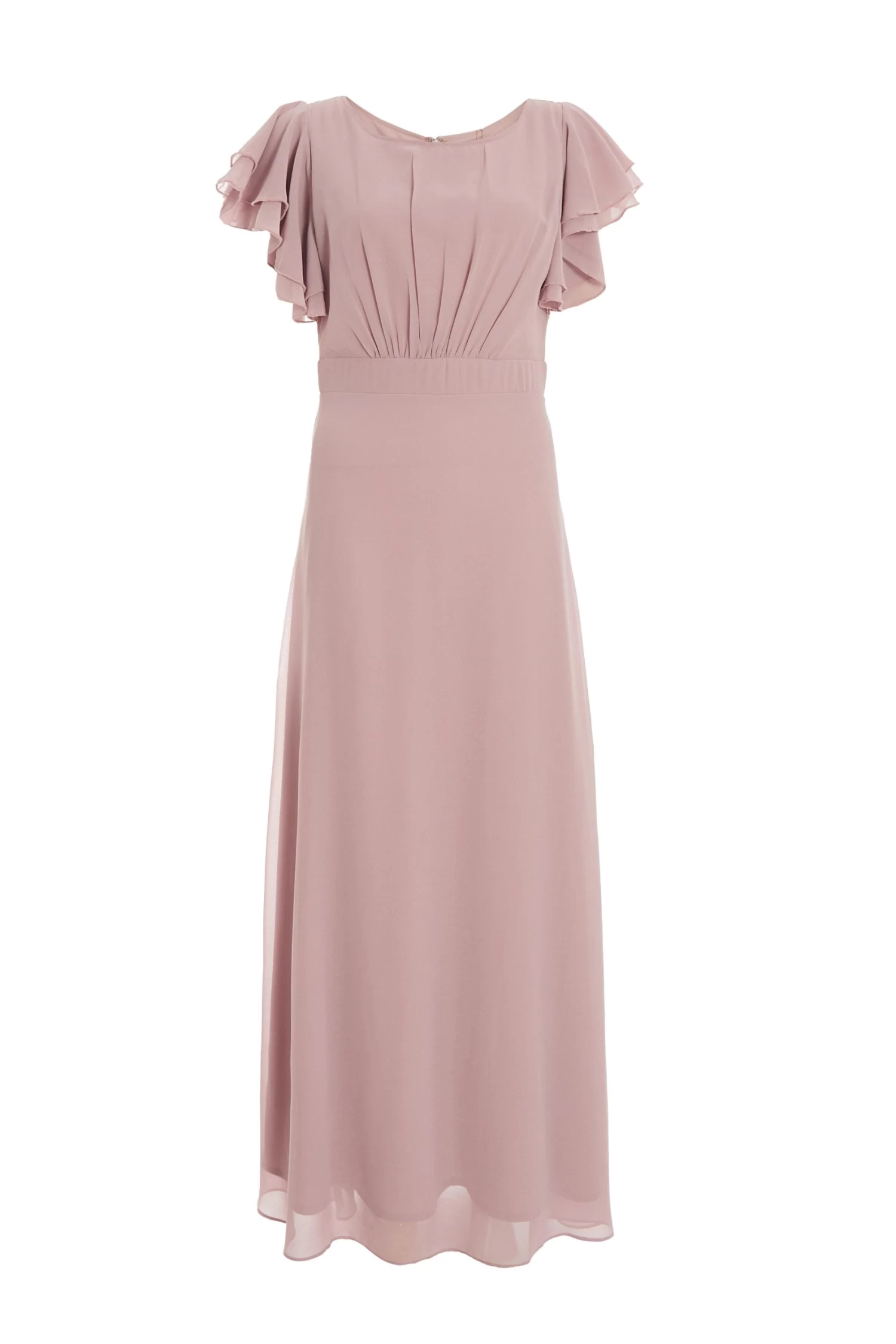 Pink Chiffon Frill Sleeve Maxi Dress 1 Pink Chiffon Frill Sleeve Maxi Dress