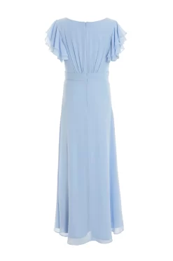Light Blue Chiffon Frill Sleeve Maxi Dress 10 Light Blue Chiffon Frill Sleeve Maxi Dress -Women Clothing Sale 00100036350 ZB scaled