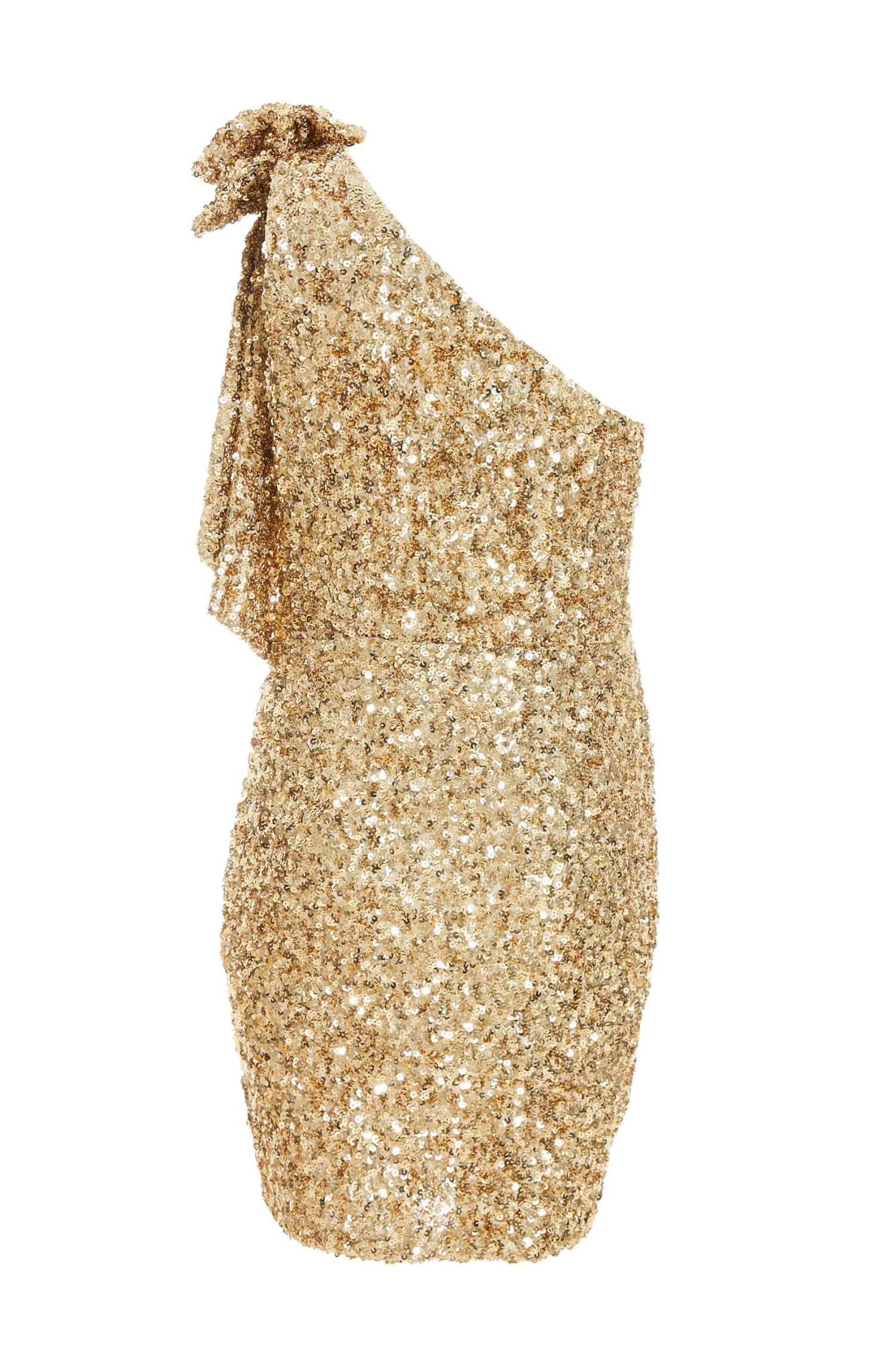 Gold Sequin Bow Bodycon Mini Dress 5 Gold Sequin Bow Bodycon Mini Dress - Image 5