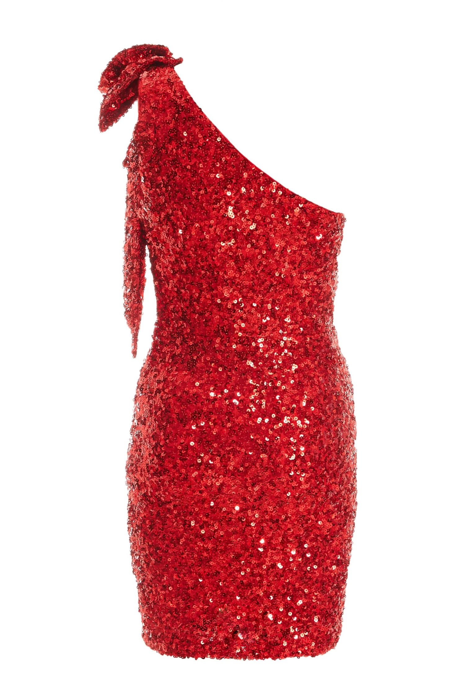 Red Sequin Bow Bodycon Mini Dress 5 Red Sequin Bow Bodycon Mini Dress - Image 5