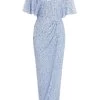 Light Blue Sequin Batwing Maxi Dress