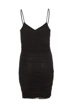 Black Glitter Ruched Bodycon Mini Dress 10 Black Glitter Ruched Bodycon Mini Dress -Women Clothing Sale 00100036424 ZB