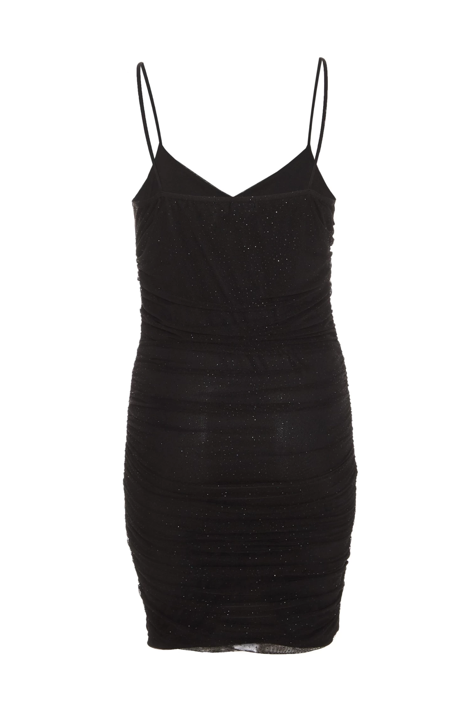 Black Glitter Ruched Bodycon Mini Dress 5 Black Glitter Ruched Bodycon Mini Dress - Image 5