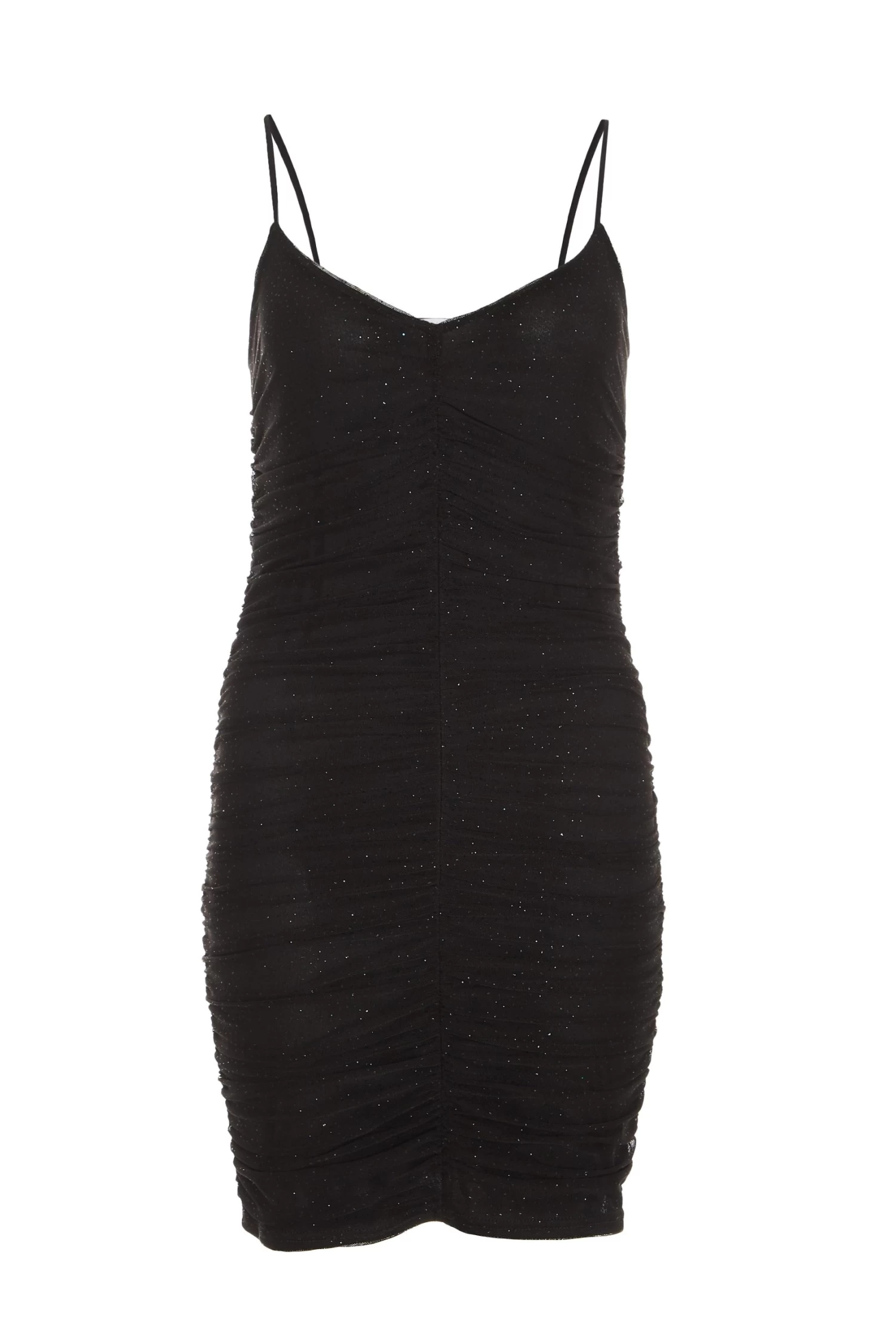 Black Glitter Ruched Bodycon Mini Dress 1 Black Glitter Ruched Bodycon Mini Dress