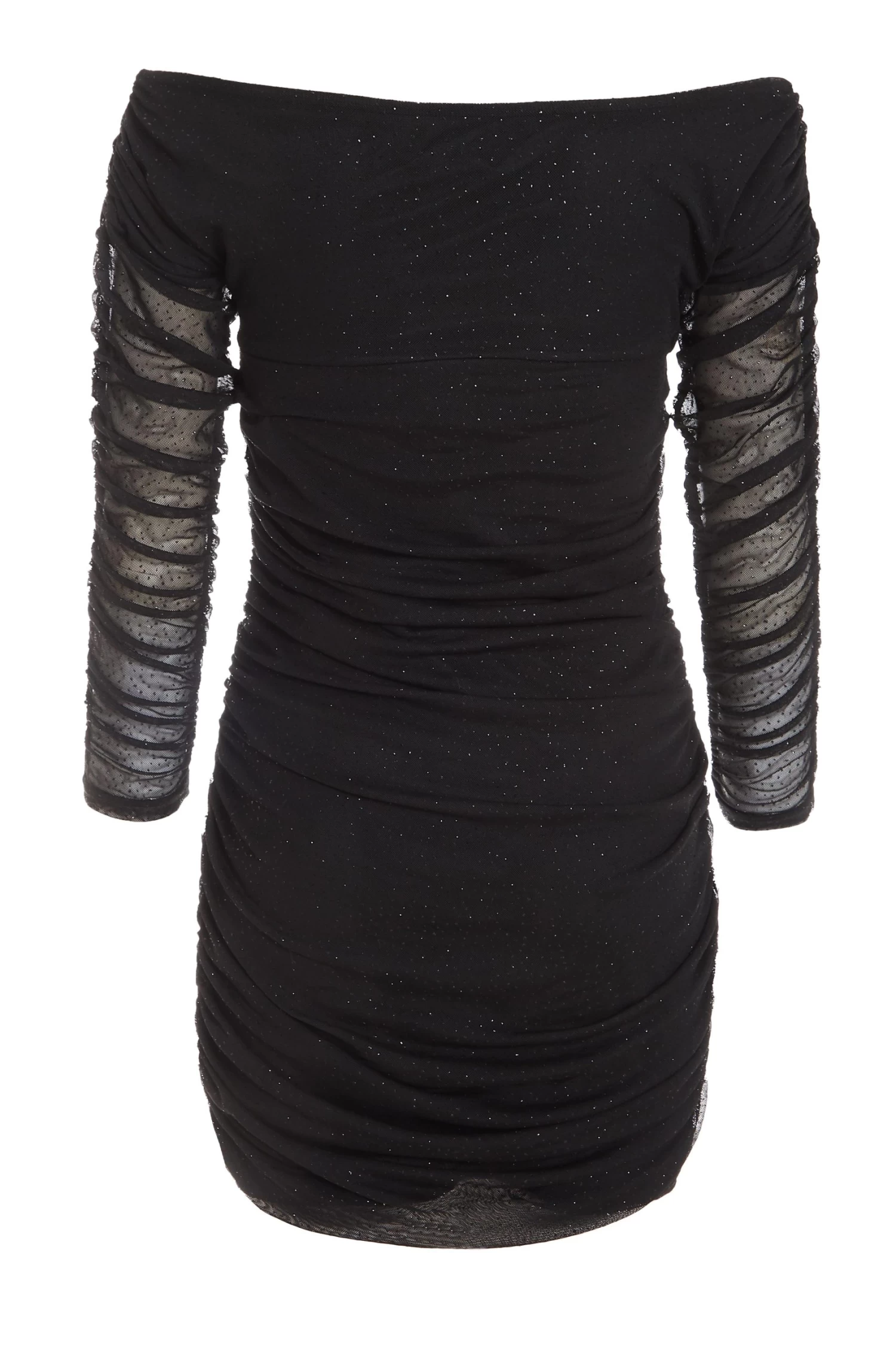 Black Bardot Glitter Ruched Bodycon Mini Dress 5 Black Bardot Glitter Ruched Bodycon Mini Dress - Image 5