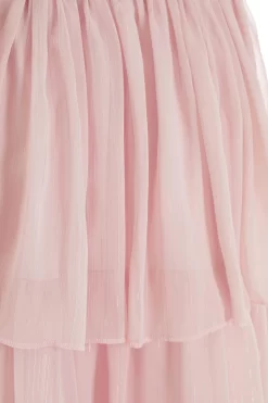 Pink Chiffon Tiered Midi Dress -Women Clothing Sale 00100036432 ZS scaled