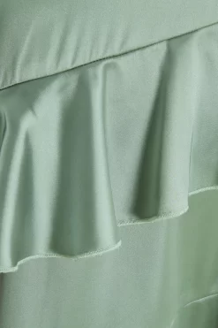 Sage Satin Tiered Midi Dress -Women Clothing Sale 00100036434 ZS scaled