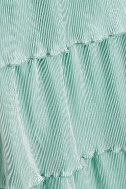 Mint Plisse Tiered Midi Dress -Women Clothing Sale 00100036443 ZS