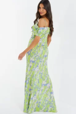 Lime Satin Marble Print Maxi Dress 8 Lime Satin Marble Print Maxi Dress -Women Clothing Sale 00100036444 XB scaled