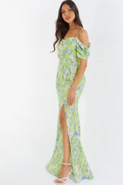 Lime Satin Marble Print Maxi Dress 9 Lime Satin Marble Print Maxi Dress -Women Clothing Sale 00100036444 XS scaled