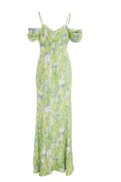 Lime Satin Marble Print Maxi Dress 10 Lime Satin Marble Print Maxi Dress -Women Clothing Sale 00100036444 ZB scaled