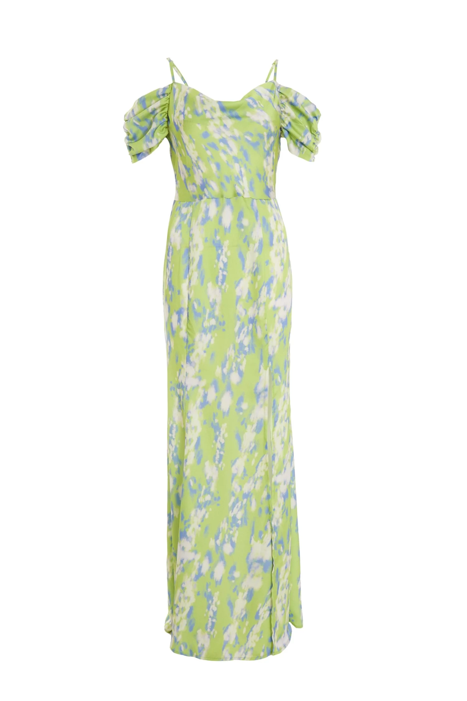 Lime Satin Marble Print Maxi Dress 1 Lime Satin Marble Print Maxi Dress