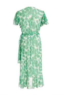 Green Chiffon Floral Wrap Midi Dress -Women Clothing Sale 00100036458 ZB scaled