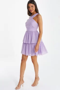 Lilac Chiffon Foil Tiered Mini Dress 9 Lilac Chiffon Foil Tiered Mini Dress -Women Clothing Sale 00100036462 XS scaled
