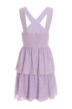 Lilac Chiffon Foil Tiered Mini Dress 10 Lilac Chiffon Foil Tiered Mini Dress -Women Clothing Sale 00100036462 ZB scaled