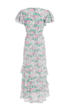 Pink Smudge Print Frill Maxi Dress 10 Pink Smudge Print Frill Maxi Dress -Women Clothing Sale 00100036463 ZB scaled