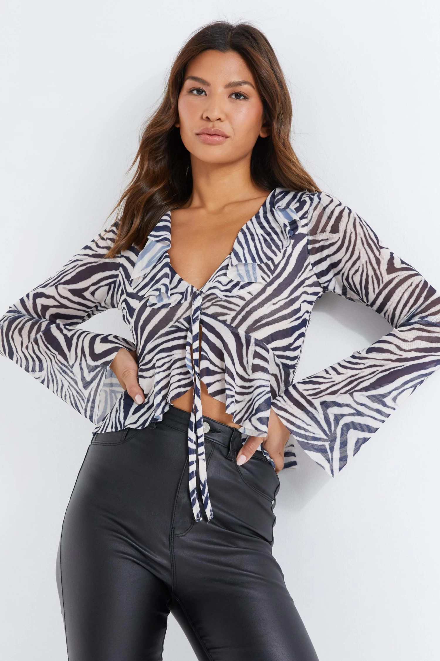 Stone Zebra Print Mesh Top 2 Stone Zebra Print Mesh Top - Image 2
