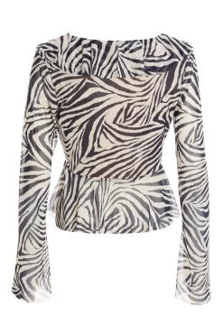 Stone Zebra Print Mesh Top 10 Stone Zebra Print Mesh Top -Women Clothing Sale 00100036487 ZB
