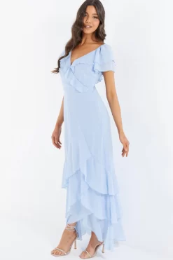 Light Blue Chiffon Frill Maxi Dress -Women Clothing Sale 00100036489 XS scaled