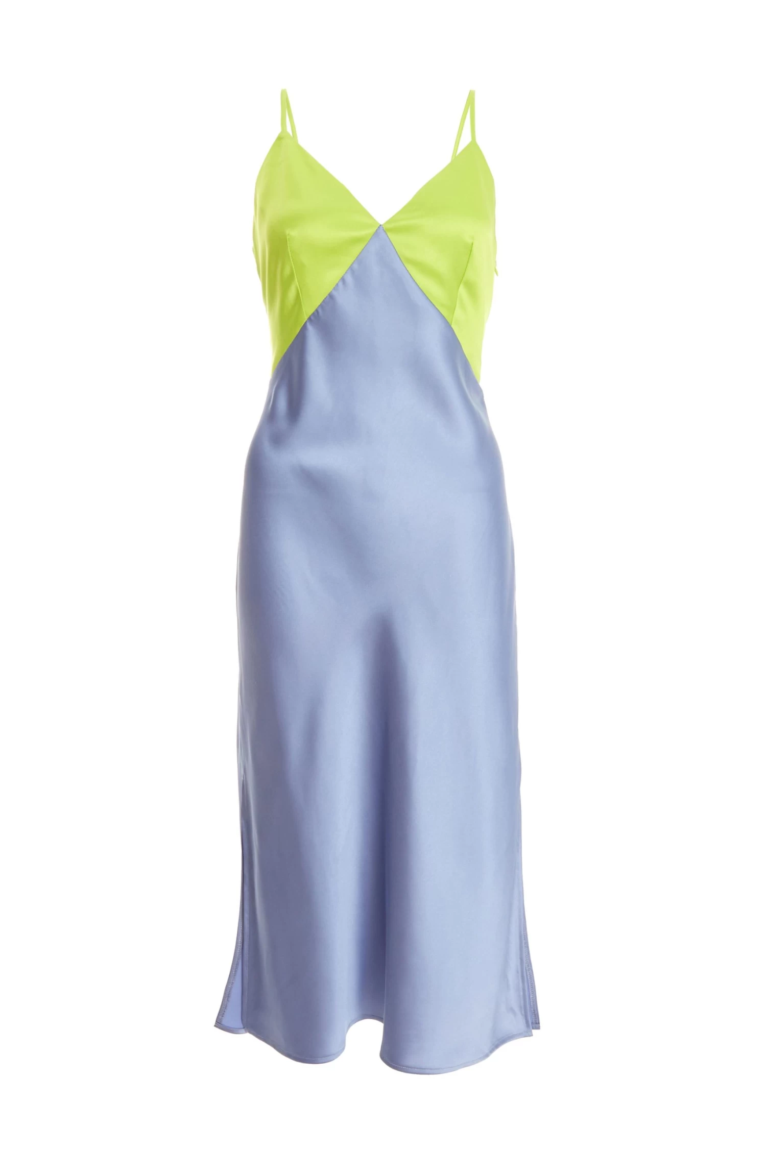 Blue Satin V Neck Midi Dress 1 Blue Satin V Neck Midi Dress